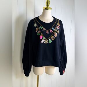 NEW Queen of Sparkles Black Christmas Necklace Sweatshirt